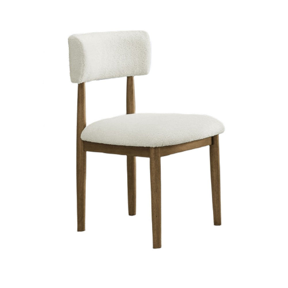 Meny Dining Chair Set of 2, Beige Sherpa Upholstery, Walnut Oak Brown - BM349072