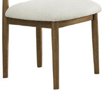 Meny Dining Chair Set of 2, Beige Sherpa Upholstery, Walnut Oak Brown - BM349072