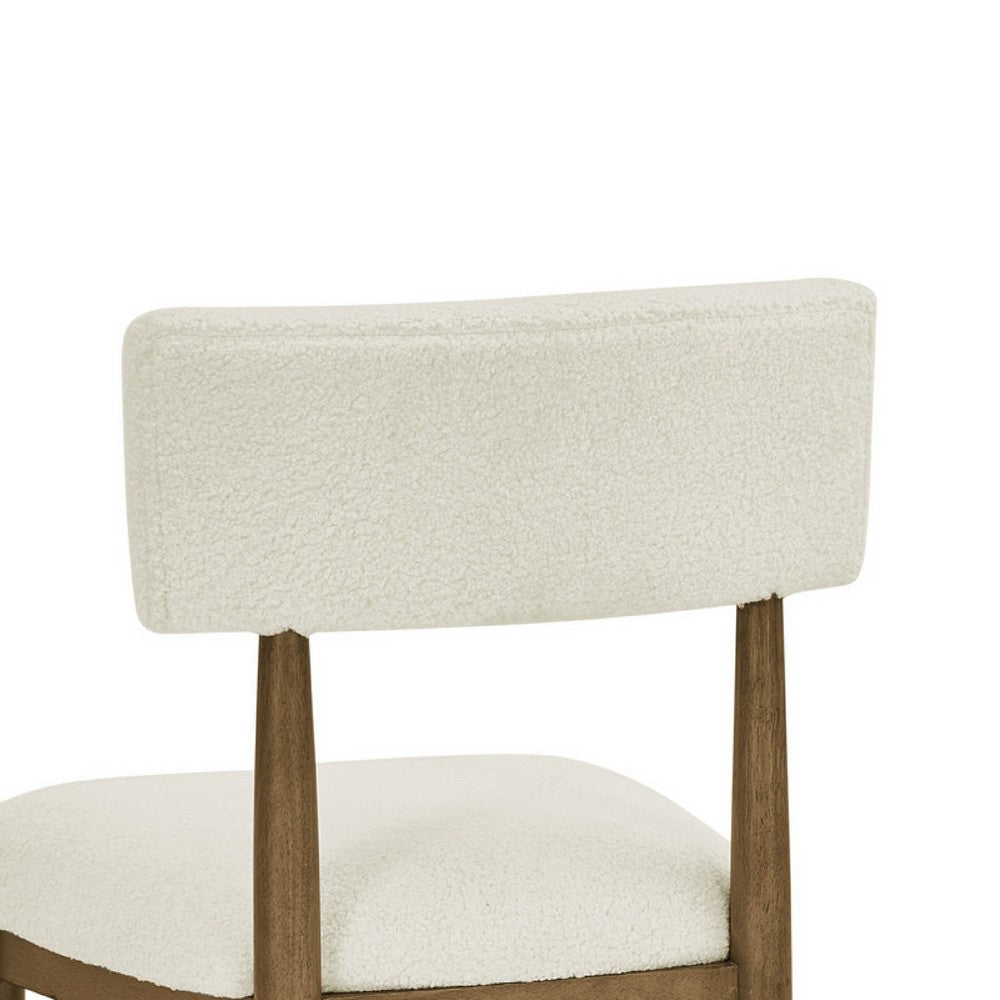 Meny Dining Chair Set of 2, Beige Sherpa Upholstery, Walnut Oak Brown - BM349072