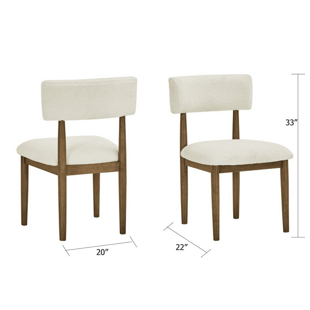 Meny Dining Chair Set of 2, Beige Sherpa Upholstery, Walnut Oak Brown - BM349072