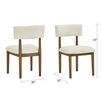 Meny Dining Chair Set of 2, Beige Sherpa Upholstery, Walnut Oak Brown - BM349072
