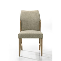 Lemy Dining Chair Set of 2, Beige Linen Upholstery, Oak Brown Finish - BM349073