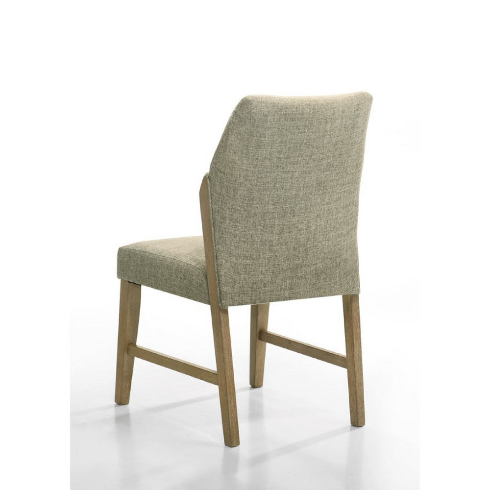 Lemy Dining Chair Set of 2, Beige Linen Upholstery, Oak Brown Finish - BM349073