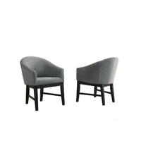 Memy Dining Chair Set of 2, Gray Upholstered Barrel Back, Black Wood - BM349074