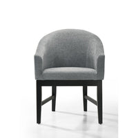 Memy Dining Chair Set of 2, Gray Upholstered Barrel Back, Black Wood - BM349074