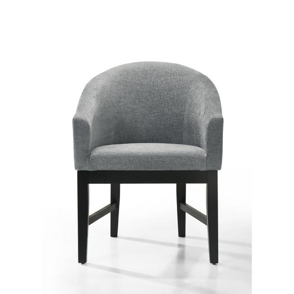 Memy Dining Chair Set of 2, Gray Upholstered Barrel Back, Black Wood - BM349074
