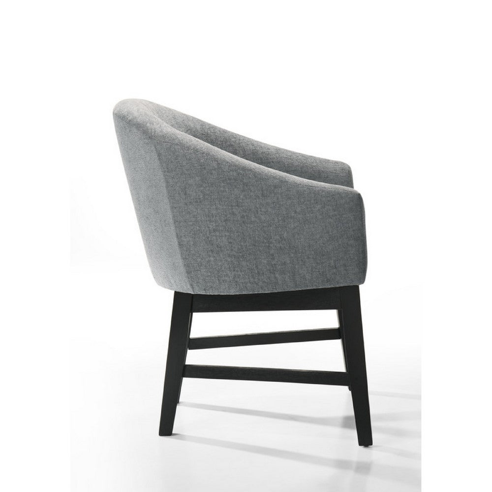 Memy Dining Chair Set of 2, Gray Upholstered Barrel Back, Black Wood - BM349074