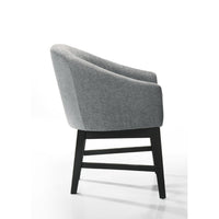 Memy Dining Chair Set of 2, Gray Upholstered Barrel Back, Black Wood - BM349074