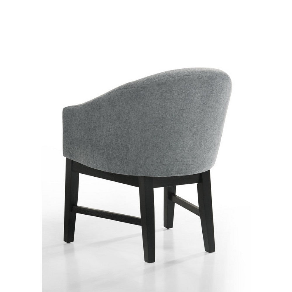 Memy Dining Chair Set of 2, Gray Upholstered Barrel Back, Black Wood - BM349074