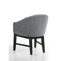 Memy Dining Chair Set of 2, Gray Upholstered Barrel Back, Black Wood - BM349074