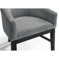 Memy Dining Chair Set of 2, Gray Upholstered Barrel Back, Black Wood - BM349074