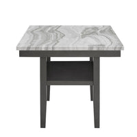 Jeny Dining Table, 60 Inch Faux Marble Top w Lower Shelf, Dark Gray - BM349093