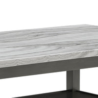 Jeny Dining Table, 60 Inch Faux Marble Top w Lower Shelf, Dark Gray - BM349093