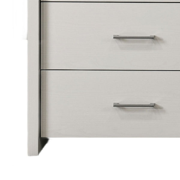 Kele Wide Dresser, 6 Drawers with Silver Handles, White Laminate - BM349101