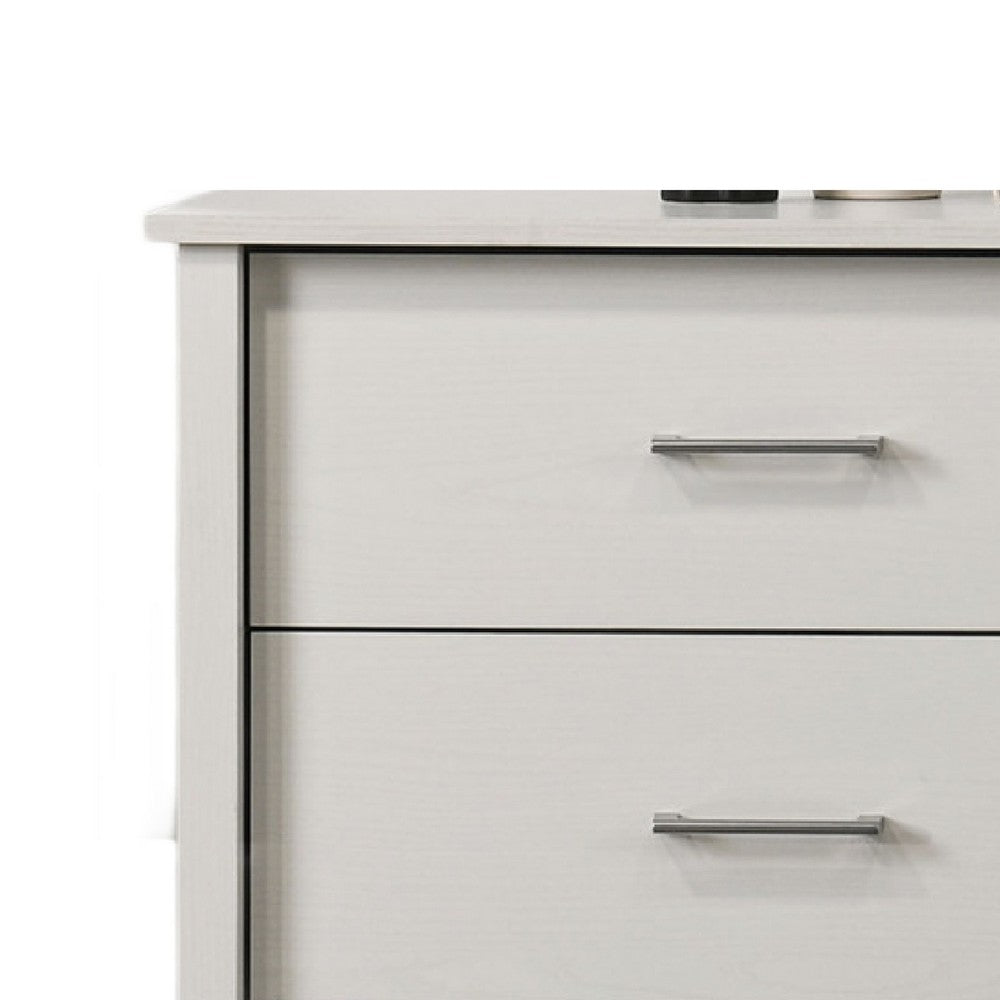 Kele Wide Dresser, 6 Drawers with Silver Handles, White Laminate - BM349101