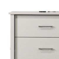 Kele Wide Dresser, 6 Drawers with Silver Handles, White Laminate - BM349101