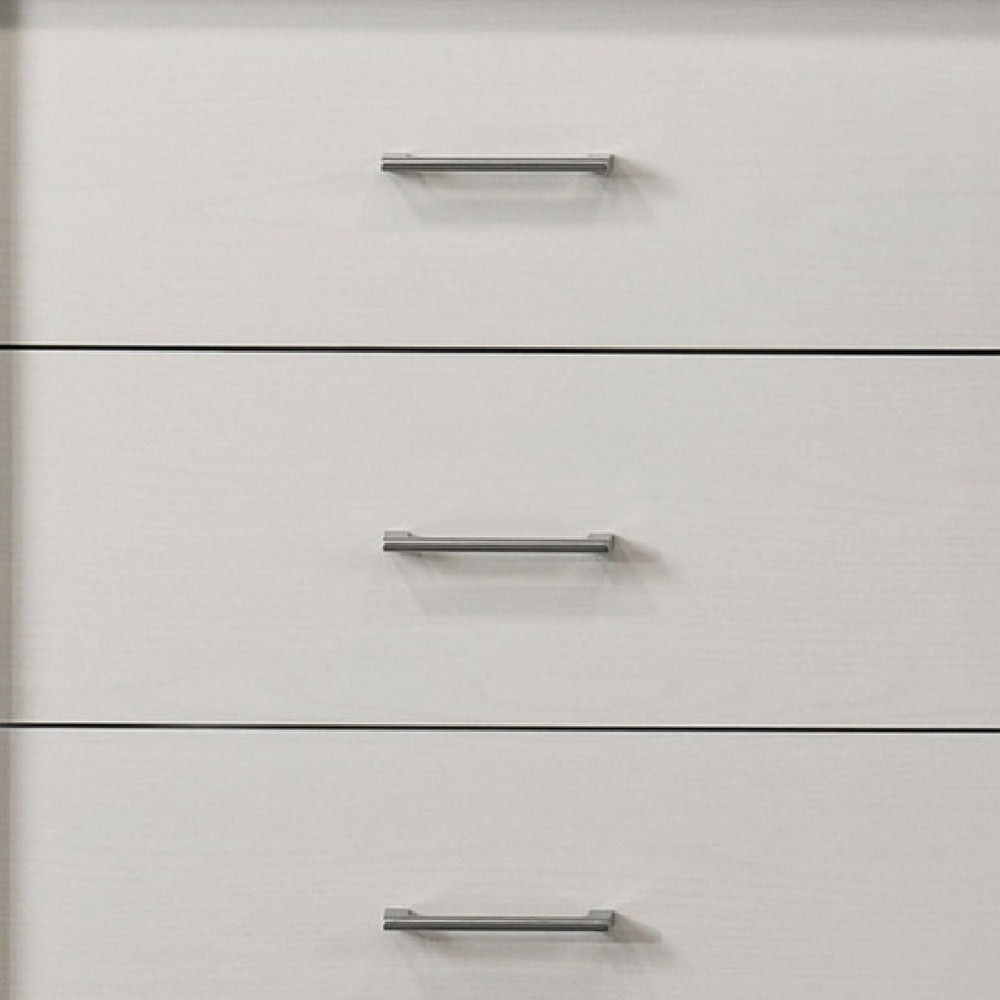 Kele Wide Dresser, 6 Drawers with Silver Handles, White Laminate - BM349101
