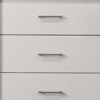 Kele Wide Dresser, 6 Drawers with Silver Handles, White Laminate - BM349101