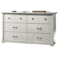Lara Wide Dresser, 6 Drawer with Black Handles, White Lamination - BM349103