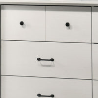 Lara Wide Dresser, 6 Drawer with Black Handles, White Lamination - BM349103