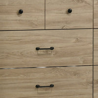 Lara Wide Dresser, 6 Drawer with Black Handles, Farmhouse Light Oak Brown - BM349104