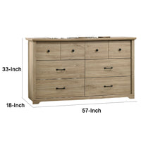 Lara Wide Dresser, 6 Drawer with Black Handles, Farmhouse Light Oak Brown - BM349104