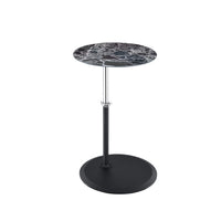 Ory Side End Table, 16 Inch Round Black Glass Top with Adjustable Height - BM349105