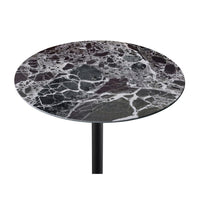 Ory Side End Table, 16 Inch Round Black Glass Top with Adjustable Height - BM349105