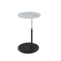 Ory Side End Table, 16 Inch Round Gray Glass Top with Adjustable Height - BM349106