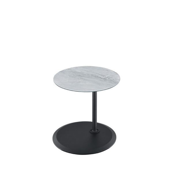 Ory Side End Table, 16 Inch Round Gray Glass Top with Adjustable Height - BM349106