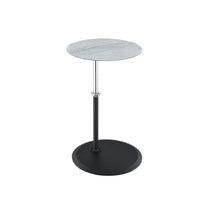 Ory Side End Table, 16 Inch Round Gray Glass Top with Adjustable Height - BM349106