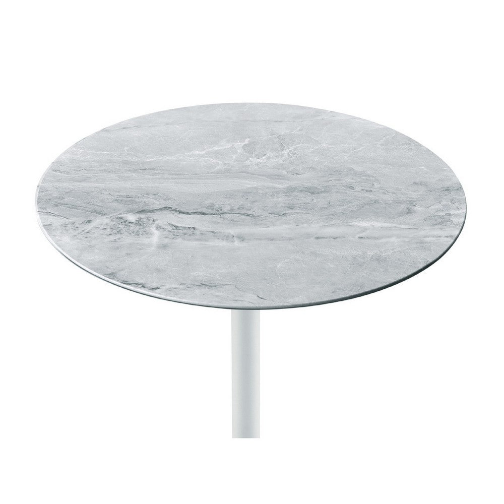 Ory Side End Table, 16 Inch Round Gray Glass Top with Adjustable Height - BM349106