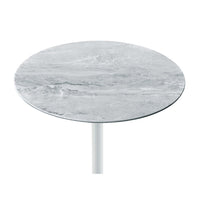Ory Side End Table, 16 Inch Round Gray Glass Top with Adjustable Height - BM349106