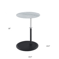 Ory Side End Table, 16 Inch Round Gray Glass Top with Adjustable Height - BM349106