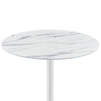 Ciry Side End Table, 18 Inch Round Marble Glass Top, Steel Base, White - BM349107