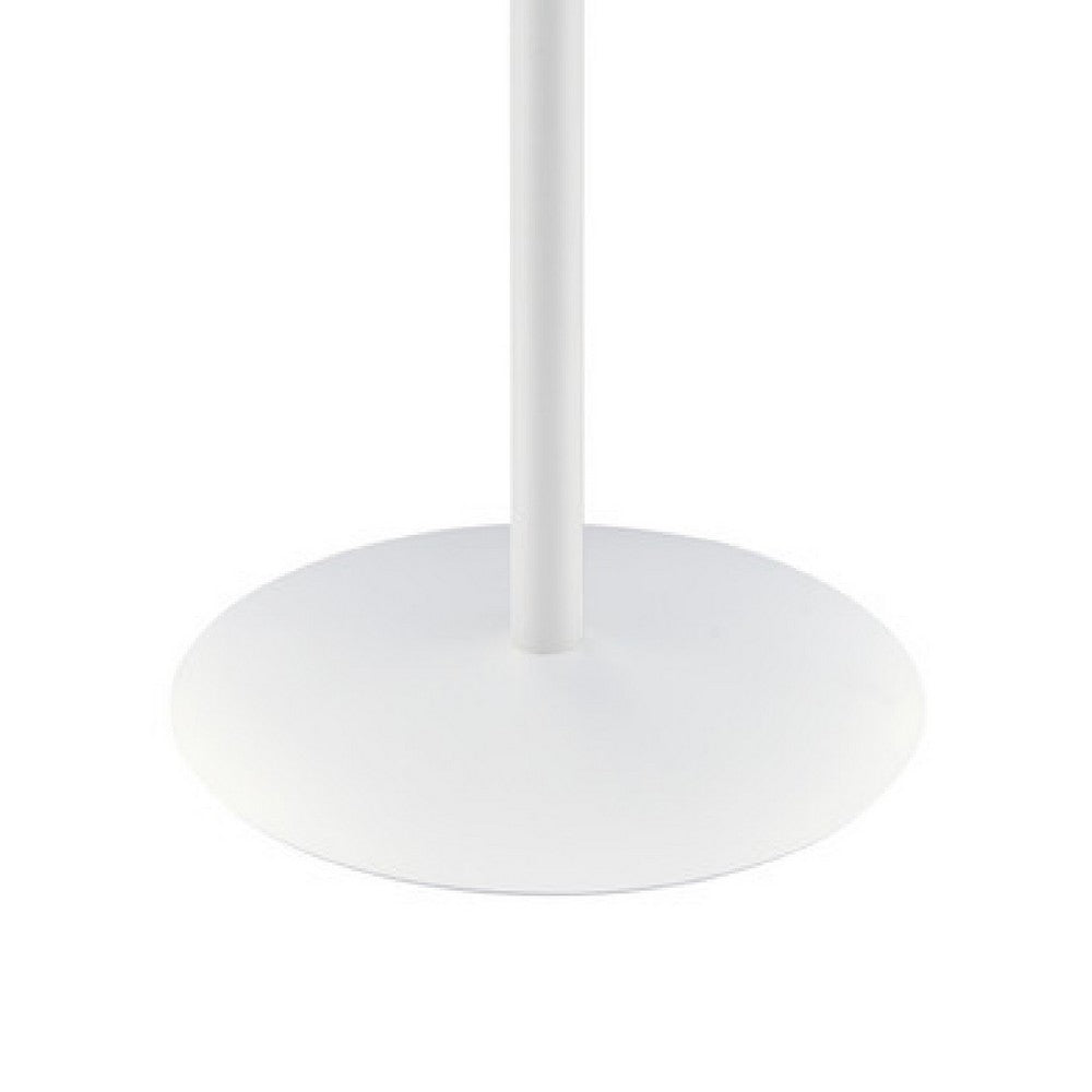 Ciry Side End Table, 18 Inch Round Marble Glass Top, Steel Base, White - BM349107