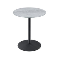 Ciry Side End Table, 18 Inch Round Gray Marble Glass Top, Steel Base - BM349109