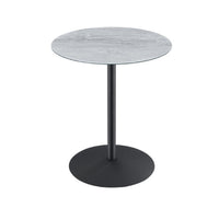 Ciry Side End Table, 18 Inch Round Gray Marble Glass Top, Steel Base - BM349109