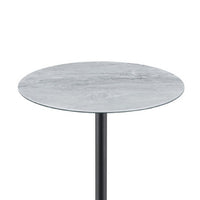 Ciry Side End Table, 18 Inch Round Gray Marble Glass Top, Steel Base - BM349109