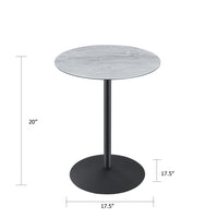 Ciry Side End Table, 18 Inch Round Gray Marble Glass Top, Steel Base - BM349109