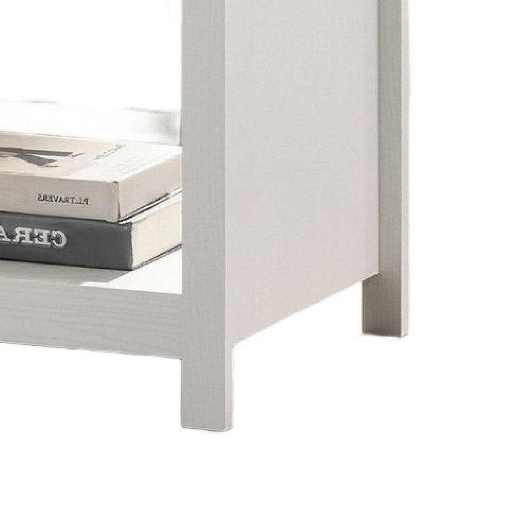 Kele Nightstand, 1 Drawer with Silver Handle, 1 Lower Open Shelf, White - BM349113