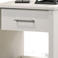 Kele Nightstand, 1 Drawer with Silver Handle, 1 Lower Open Shelf, White - BM349113