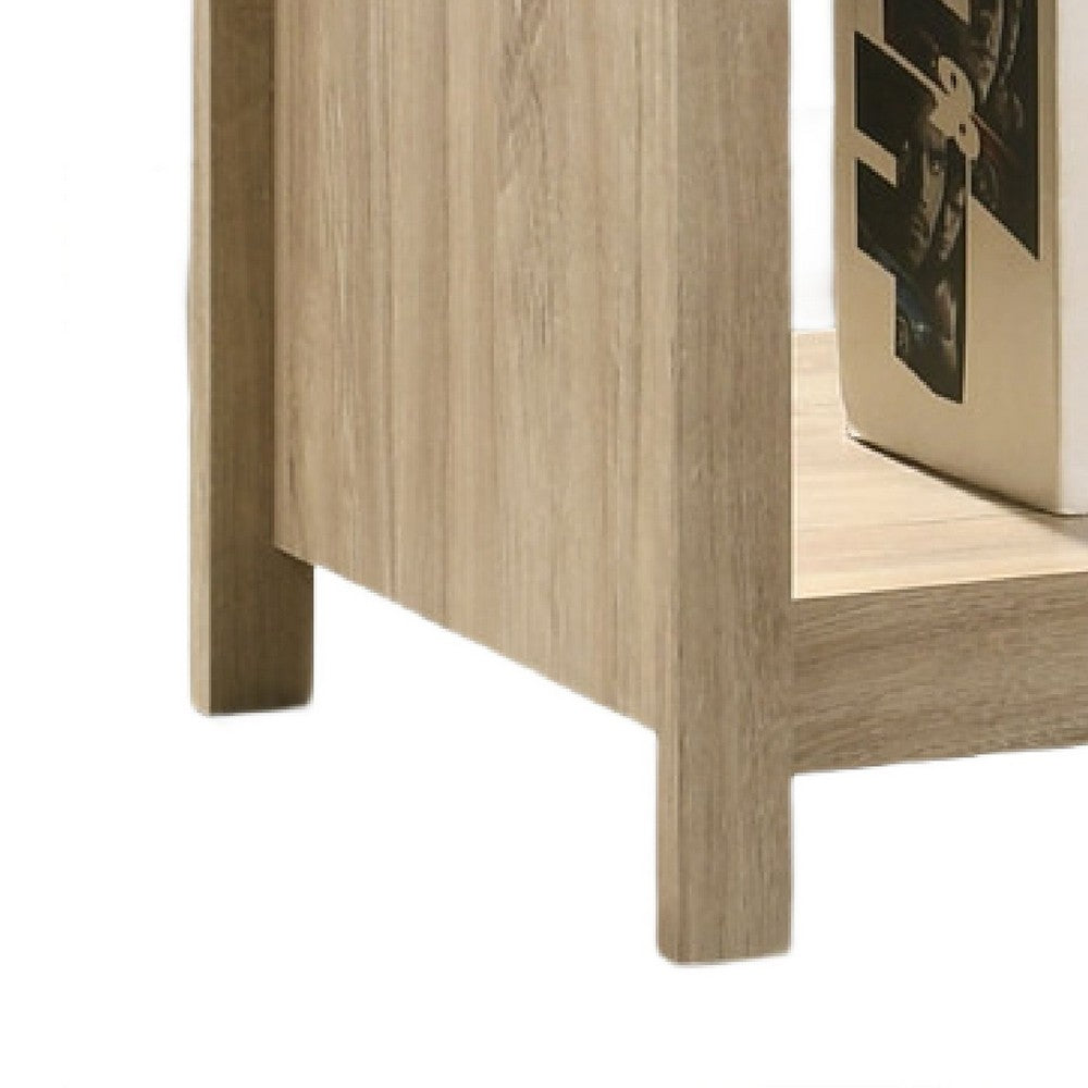 Kele Nightstand, 1 Drawer with Black Handle, 1 Shelf, Light Oak Brown - BM349114