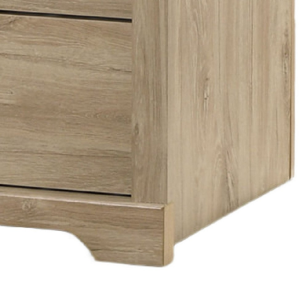 Lara Nightstand, 2 Drawers, Top Open Shelf, USB Ports, Light Oak Brown - BM349116