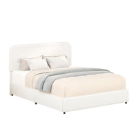 Lez Queen Size Platform Bed with 2 Storage Drawers, Ivory Boucle Upholstery - BM349660