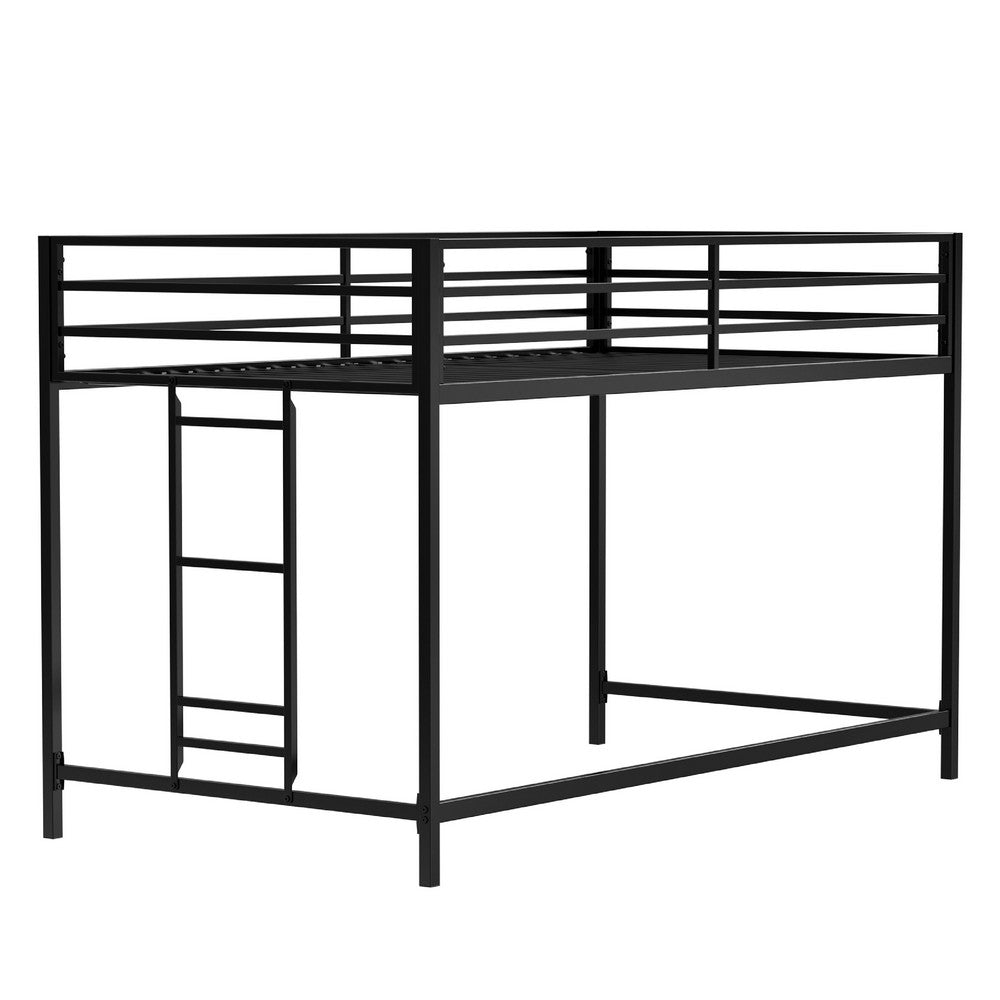 Ady Twin Size Loft Bed with Ladder and Guardrails, Black Metal Frame - BM349661