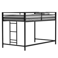 Ady Twin Size Loft Bed with Ladder and Guardrails, Black Metal Frame - BM349661