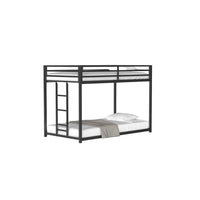 Ady Low Profile Twin Over Twin Bunk Bed with Ladder, Black Metal Frame - BM349667