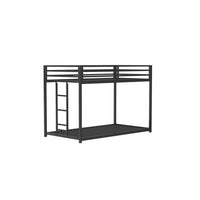 Ady Low Profile Twin Over Twin Bunk Bed with Ladder, Black Metal Frame - BM349667