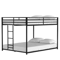 Ady Low Profile Full Over Full Bunk Bed with Ladder, Black Metal Frame - BM349668